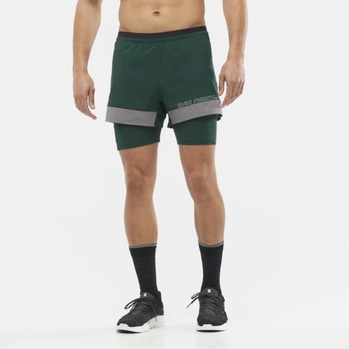 Green Salomon Cross 2in1 Men's Shorts | PH 95346Y